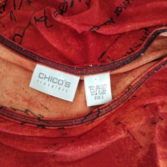 Chico's Travelers Postcard Print long sleeve blouse. Sz. 2 (L/12) - Picture 7 of 7